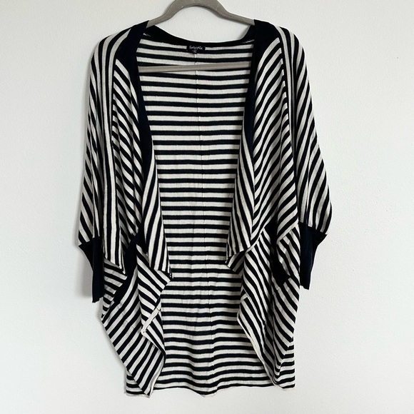 Splendid viscose cashmere  blend navy white striped longline cocoon cardigan - Picture 1 of 7